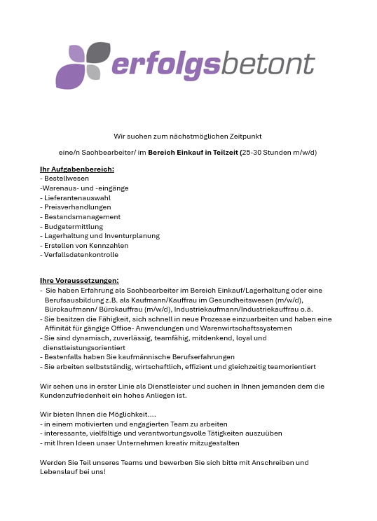 Wir suchen Verstärkung ....